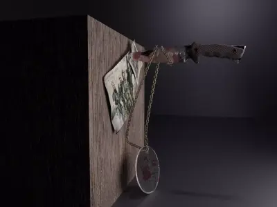 Knife of Call of Duty Modern Warfare Soap MacTavish with Tag Low-poly 3D model