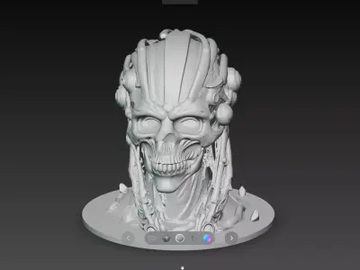 Biomechanical Skull Hybrid Cyber Organism Bust STL Model 3D print model