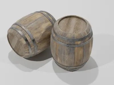 Old Wood Wine Beer Barrel Low Poly Game Ready PBR Low-poly 3D model