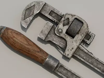 Pipe Wrench Low-poly 3D model 9