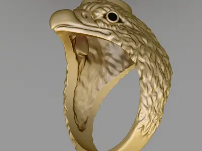 Antique Pink Oval Head Eagle Ring 3D print model