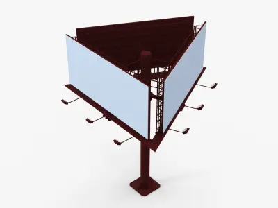 Billboard 3 Red Low-poly 3D model