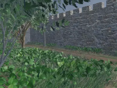 Walled Tropical Village 3D model
