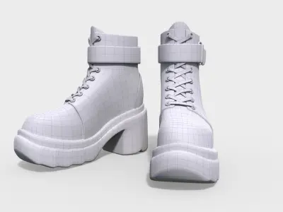 High-Quality 3D model of stylish platform boots 3D model