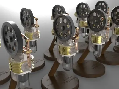 Vertical Stirling Engine Free 3D model purchase