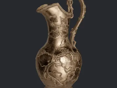 Low Poly PBR Pitcher Vase X 4 Textures  Silver Gold Bronze Iron  Low-poly 3D model