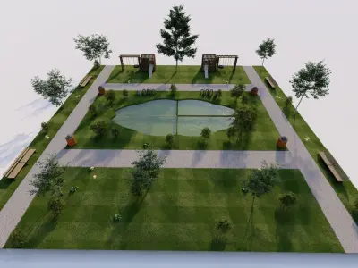 public park-Private Park Landscape 3D model shop
