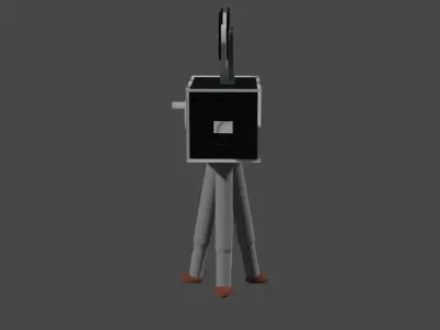 cinema camera of very old times low-pole game ready Low-poly 3D model