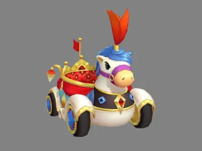 Cartoon children Park carriage or Toy Wagon Low-poly 3D model