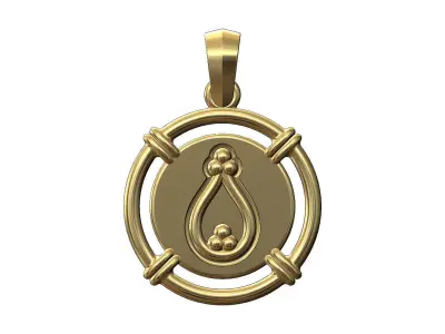Linked wire beaded crown coin pendant with bail 3D print model