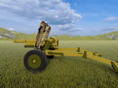 Howitzer 105mm cannon gun low poly Low-poly 3D model