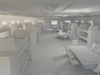 Military Dormitory - No Material Low-poly 3D model