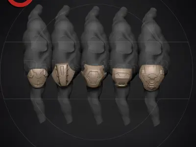 Sci fi shoulder armour kitbash v1 pack of 5 3D model
