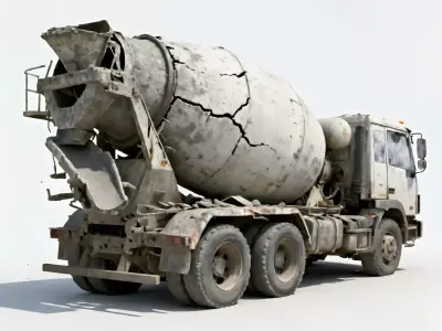 Cracked Concrete Ruined Cement Mixer 3D Model Low-poly 3D model