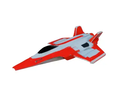Scifi Fighter Jet Red Sparrow Low-poly 3D model