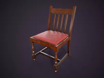 Vintage Wooden Chair Low-poly 3D model
