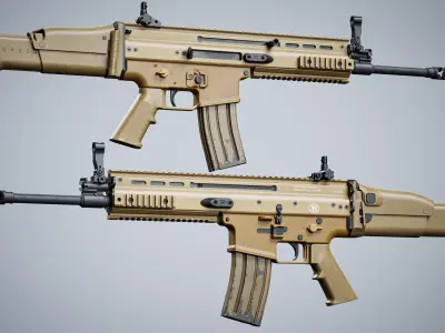MK 16 FN SCAR-L modular Low-poly 3D model