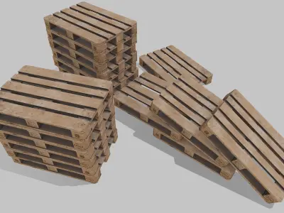 Pallets wooden option 3 Low-poly 3D model