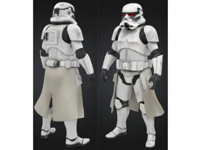 Realistic Sci Fi White Trooper Low-poly 3D model