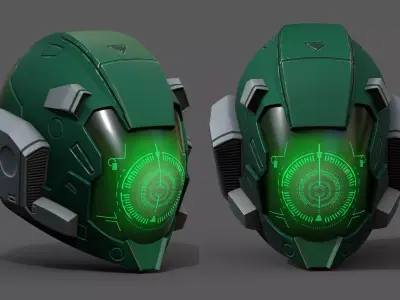 Helmet combat military Scifi fantasy space robot cyborg armor  Low-poly 3D model