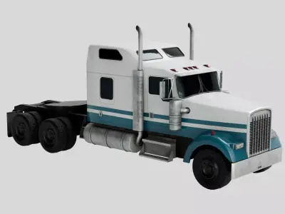 Low Poly American Semi Truck with 4K Textures Low-poly 3D model