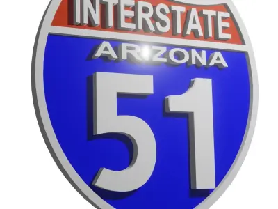 Sign Highway Arizona Interstate 51 3D model