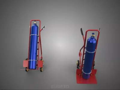 UPRIGHT TILTED HEAVY GAS CYLINDER CART STAIR CLIMBING HAND TRUCK 3D model