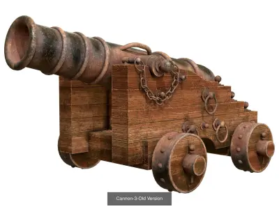 Old Cannon Set 1 3D Model Pack