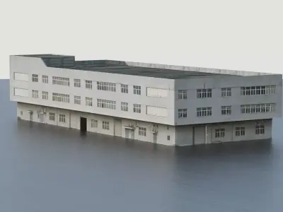 Industrial factory building Low-poly 3D model purchase
