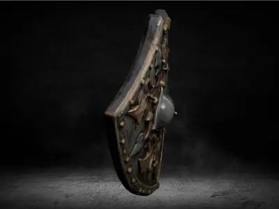 Medieval Cursed Shield High-poly 3D Model 3D model