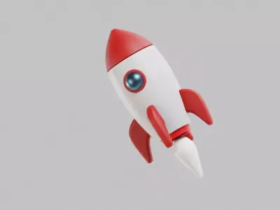 Cartoon Rocket Low-poly 3D model 4
