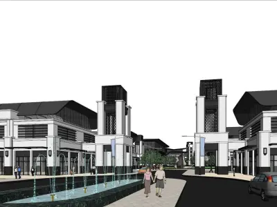SU model of modern Sports Center commercial office building 3D model