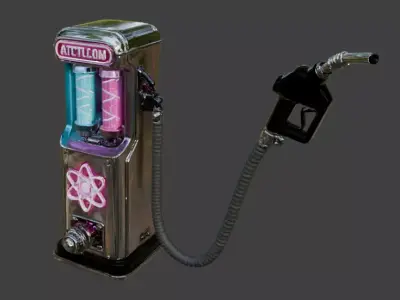 Atompunk Neon Fuel Pump Low-poly 3D model