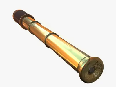Spyglass golden cannon Low-poly 3D model
