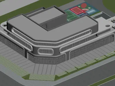 Commercial buildings on the street 3D model