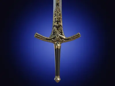Weapon two handed fantasy longsword sword Low-poly 3D model