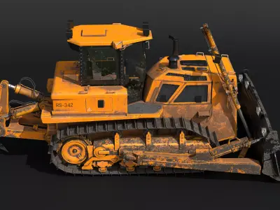 Generic Modern Bulldozer PBR Wear 3D model
