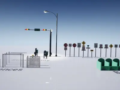 Miami Ocean Drive Scene 3D model