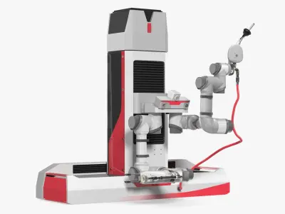  Industrial Robot Refueling System Red Rigged for Cinema 4D 