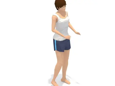 Garland Pose Yoga Exercise Woman Animation Low-poly 3D model