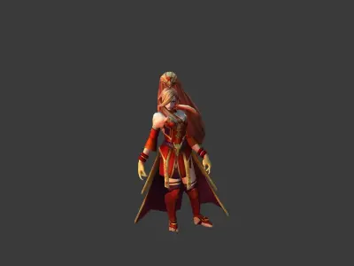Fantasy Chess RPG Character - Fire Bird Low-poly 3D model