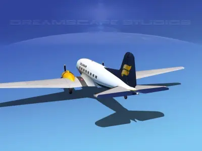 Douglas DC-3 Iceland Air 3D model