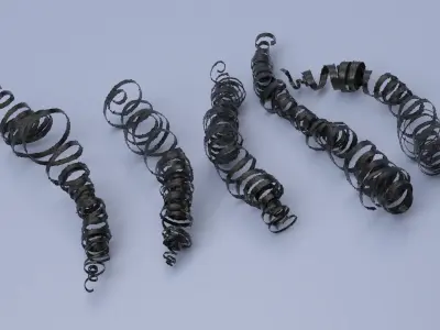 Burnt Steel Shavings from Lathe Operation Black 3D model