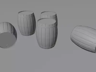 High-quality 3D model of a wooden barrel set 3D model