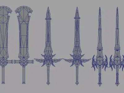Fantasy sword Low-poly 3D model 4
