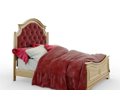 Realyn Chipped Two Tone Queen Upholstered Panel Bed 3D model