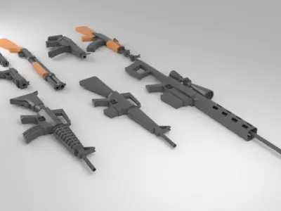 Low Poly Wepons Pack 1 Free low-poly 3D model