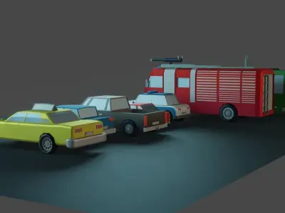 low-poly cars taxi cab Free low-poly 3D model