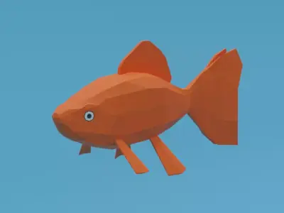 Low Poly Cartoon Goldfish Low-poly 3D model