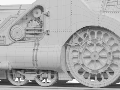 Steampunk wind-up Train model Low-poly 3D model